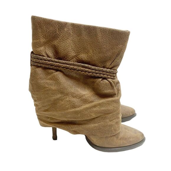Givenchy 37.5 7 Boots Brown Leather Ankle Booties Stiletto Heels Made in Italy - Picture 1 of 9